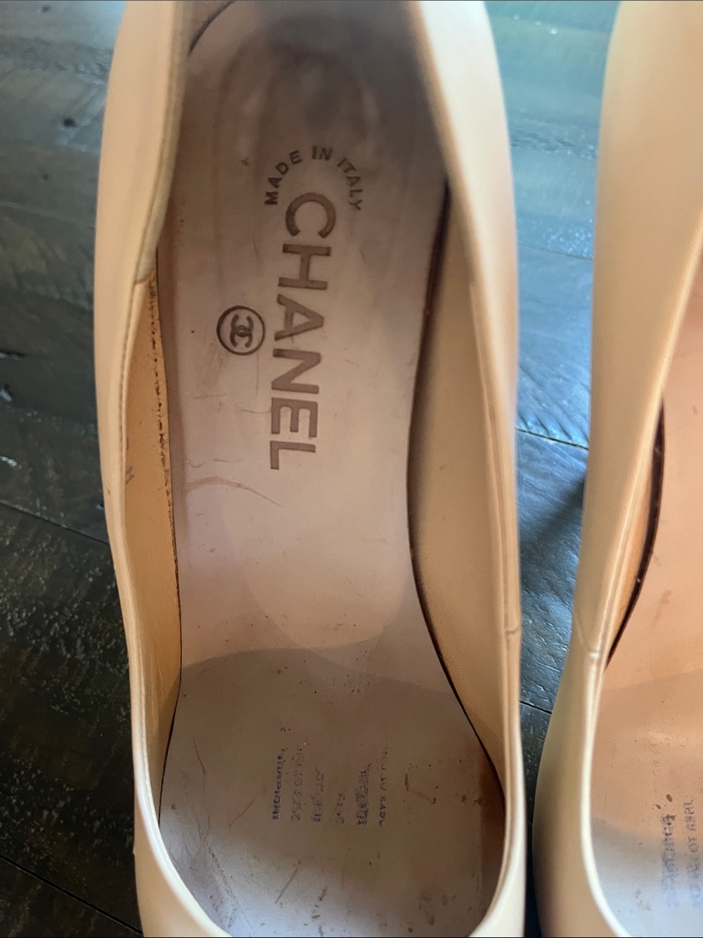 CHANEL Beige Leather Pumps with Black Cap Toes - Picture 16 of 17